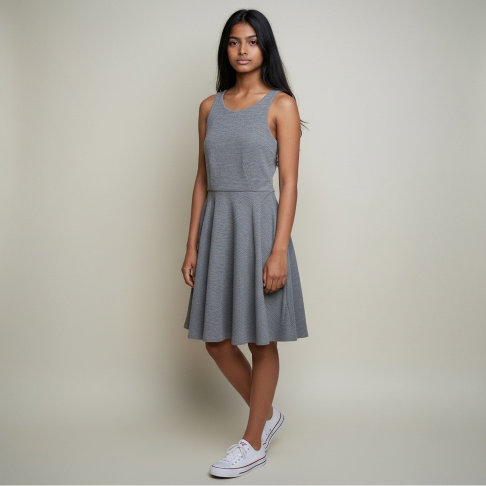 Altar'd State Gray Sleeveless Midi Dress